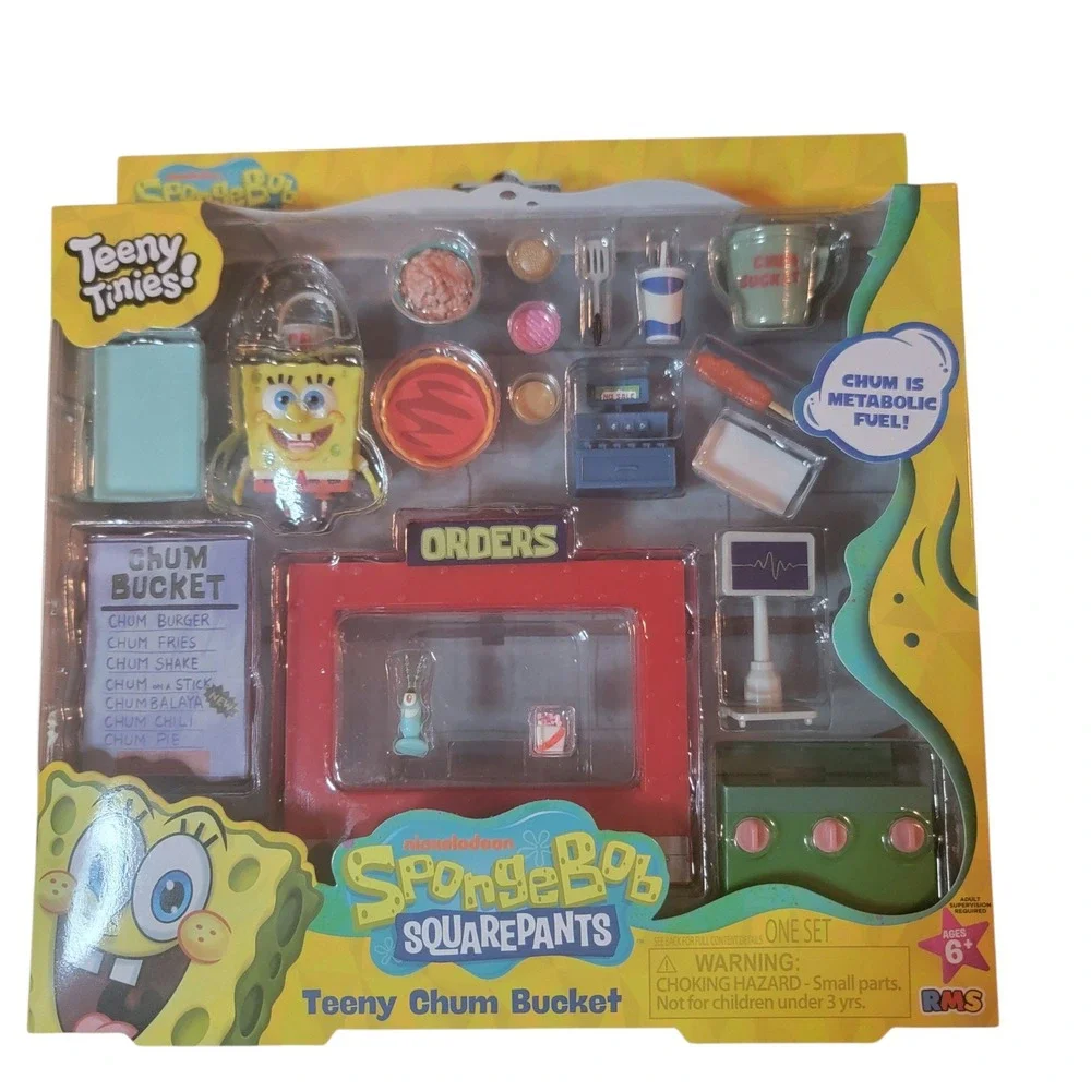 SpongeBob Teeny Tinies Playset Kids OS Multi New Krusty Krab Chum Bucket Bundle